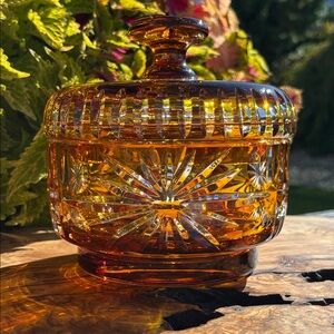 Kusak Cut Glass Works Covered 6-inch Candy Dish